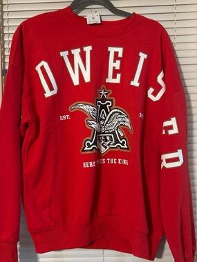 Budweiser Red Crewneck Sweatshirt with Eagle Patch